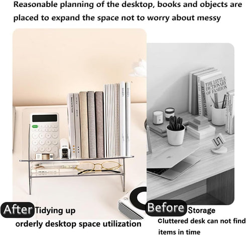 Acrylic Desktop Bookshelf, Detachable Clear Book Organizer, Book/CD/Magazine Rack for Office/Study Room Library/Home