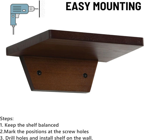 Room,Bedroom,Kitchen,Office,Pine,8x6 Inch,2 Pack(Walnut) PHOENANCEE Small Floating Shelves,Trapezoid Wall Shelf