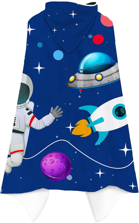 30" 50 Bonsai Tree Spaceman Hooded Beach Towel for Kids, Cute Space Man Bath Towel with Hood, Boy Microfiber Super