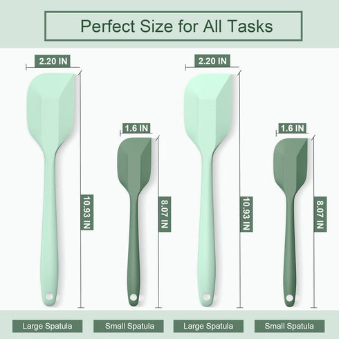 Silicone Spatula Set, Premium Heat Resistant Spatulas, 2 Small & 2 Large Flexible Scrapers for Baking and Cooking