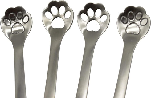 Maydahui 6PCS Cat Paw Spoon, 5.8 Inch Hollow Out Coffee Spoons, 18/10 Stainless Steel for Dessert, Ice Cream