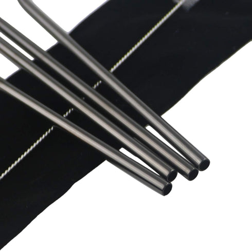 Gugrida Metal Straws - Stainless Steel Drinking Straws 8.5" Reusable 4 Set with Multi Color-Cleaning Brush for Tumblers
