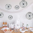 Hanging Paper Fans Party Set, Silver Round Pattern Paper Garlands for Birthday, Baby Shower, Graduation, Set of 6