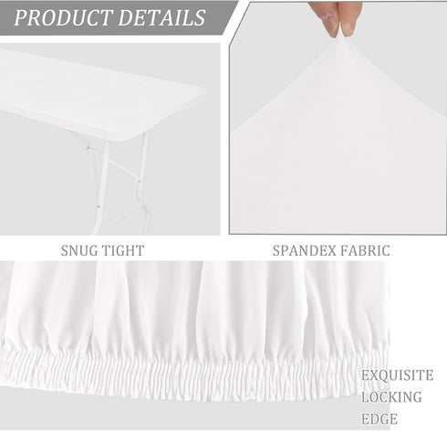 4 Pack 8 (96 30 Inches, Spandex Table Top Cap Cover Stretch Fitted Washable Elastic Rectangle Tablecloth for FT Folding