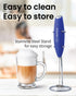 Elementi Milk Frother Wand & Matcha Mixer, Mini Electric Whisk for Coffee, Handheld Frother & Stirrers (Sapphire Blue)