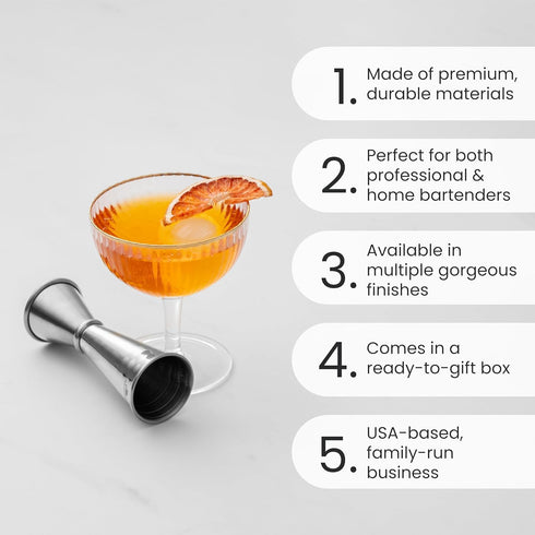 8 304 1 A Bar Above Premium Japanese Jigger, with Measurements Inside, Professional and Heavy-Duty, Stainless Steel