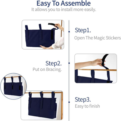Bseash Bunk Bed Organizer, Bedside Caddy Hanging Storage Bag with 8 Pockets for College Dorm, Baby Bed