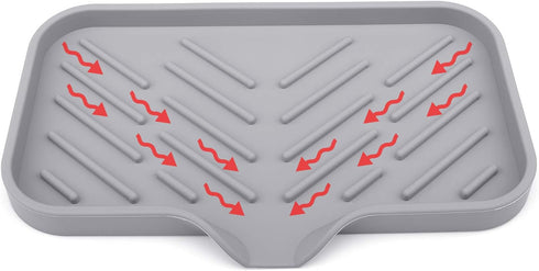 Silicone Kitchen Sink Tray Soap Dish Holder with Built-in Drain Lip, Large Countertop Organizer for Dish Soap/Sponge