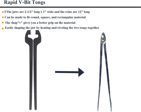 Rapid Tongs Bundle Set, 6 Types of DIY Tongs with Rivet for Beginner Smithing
