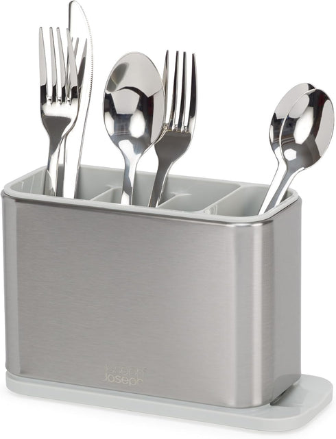 Joseph Joseph Surface Kitchen Sink Cutlery Drainer - Utensil Holder with Draining Base, Stainless Steel Storage