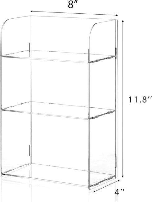 Jusalpha 3 Tier Clear Acrylic Bathroom Organizer Shelf for Cosmetic Perfume Makeup Toy Spices, Multifunctional Sturdy