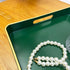 Room.16.7"*12"*1.6" Large Green Tray, Elegant Plastic Coffee Table Tray for Ottoman, Home Decor, Living