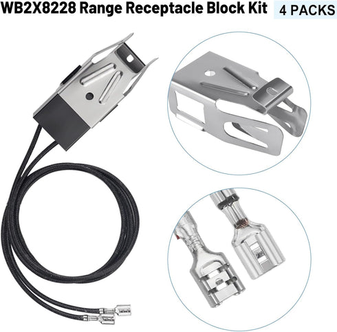 WB2X8228 Element Range Receptacle Block Kit Compatible with G-E Electric Hot-Point Ranges, Replaces AP2013499, 4 Pack