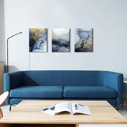 DZRWUBHS 3 Panels Abstract Wall Art for Living Room Bedroom, 12x16 inch Hang Pictures, Office Bathroom Decor