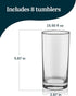 Libbey Heavy Base Drinking Glasses Set of 8, 15.5 Oz, Elegant Clear Water Glasses, Dishwasher Safe