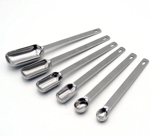MEKBOK Heavy Duty Stainless Steel Measuring Spoons, Set of 6 for Dry or Liquid, Fits in Spice Jar