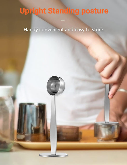 Two-in-One Stainless Steel Coffee Scoop Tamping Spoon, Dual-Purpose Coffee Tool for Measuring and Tamping
