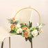 Floral Hoop Wreath, Iron Artificial Rose Flower Wreath for Front Door, Wedding Party Nursery Decor - Orange