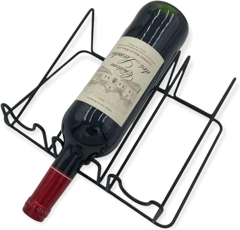 Countertop Wine Rack, 3 Bottle Holder for Wine Storage, Modern Matte Black Metal Wine Rack for Tabletop