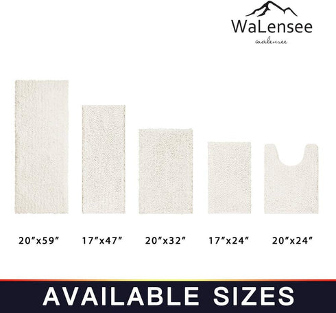 Walensee Bathroom Rug, Non Slip Bath Mat (24x17 Inch Ivory), Water Absorbent Super Soft Chenille for Shower Floor
