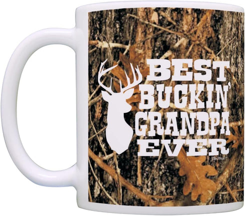 ThisWear Best Buckin' Grandpa Ever Gift, Camo 11oz Ceramic Coffee Mug with Handle for Hunting