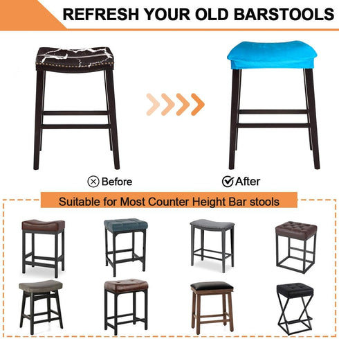 Set 2 Counter Bar Stool Cover Rectangle of Velvet Stretch Height Bar stools Slipcovers Saddle Stool Slipcover Bench