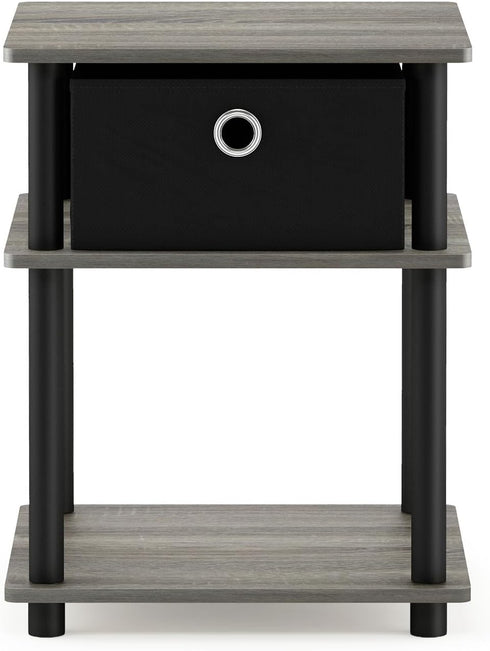 3-Tier Grey/Black/Black,18063GYW/BK/BK Furinno Turn-N-Tube End Table, French Oak