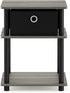 3-Tier Grey/Black/Black,18063GYW/BK/BK Furinno Turn-N-Tube End Table, French Oak