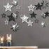 Cheerland Glitter Black Silver Party Decorations - Star Garlands for Birthday, Halloween, Wedding, Ramadan