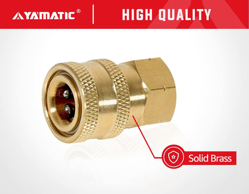 YAMATIC Pressure Washer Adapter, 1/4 Inch Quick Connect Fittings, Solid Brass, 5000 PSI Coupler for Most Pressure