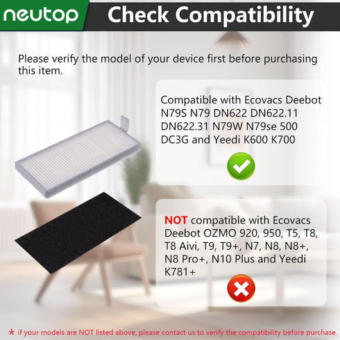 Neutop Replacement Filters - Compatible with Ecovacs Deebot N79S N79 DN622 N79W, Robot Vacuums, 9-Pack