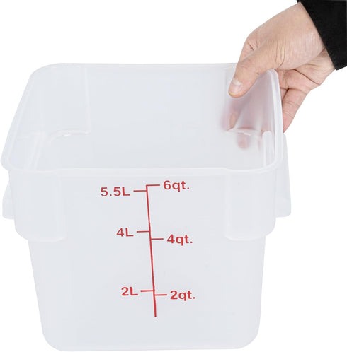 Restaurantware Met Lux 6 Quart Food Storage Container, Translucent with Volume Markers, Lids Sold Separately