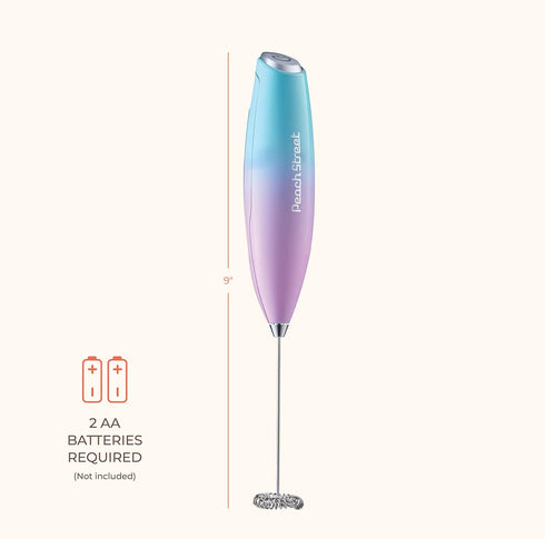 Powerful Mini Milk Frother - Handheld Battery Operated Stainless Steel Drink Mixer for Coffee, Lattes, Cappuccino,