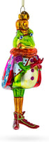 Frog King Donned in Robe Blown Glass Christmas Ornament