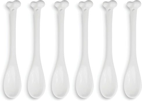 Set of 6 Ceramic Bone Spoons, Spooky Valentines Day Gifts, Goth Decor, Skull Spoon for Gothic Tea Set