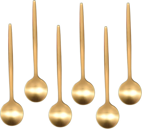 IMEEA Gold Espresso Spoons, Stainless Steel Mini Teaspoons, 5.1-Inch, Set of 6 for Coffee