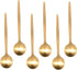 IMEEA Gold Espresso Spoons, Stainless Steel Mini Teaspoons, 5.1-Inch, Set of 6 for Coffee