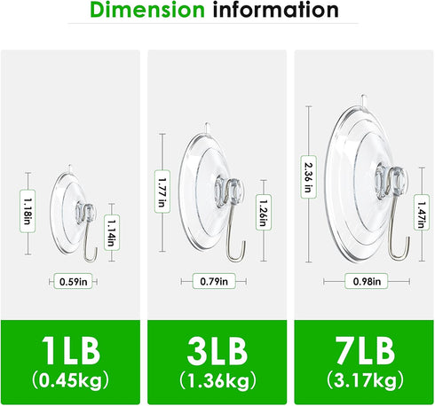 HangerSpace Suction Cup Hooks, 12 Packs Clear PVC Suction Cups with Metal Hooks for Kitchen Bathroom Shower