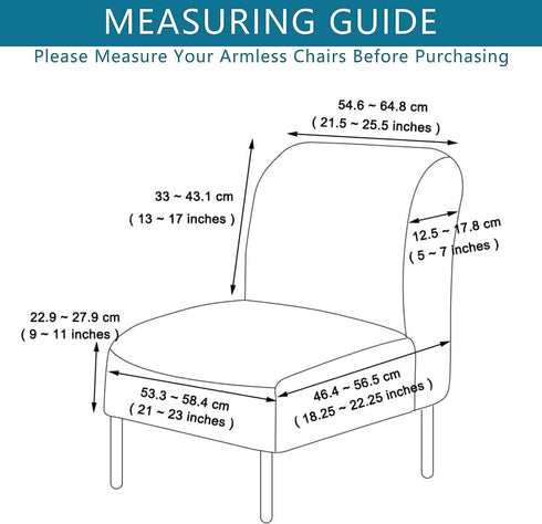 lihuitong Armless 2 Armless Armless 24) Chair Slipcover Pieces Printed Accent Chair Cover Stretch Spandex Slipper Chair