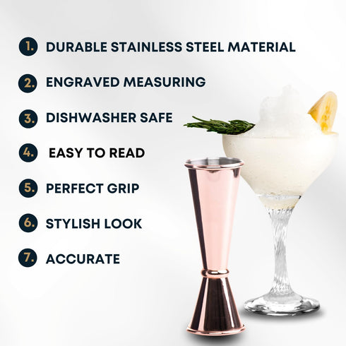 BARIANTTE Cocktail Jigger for Bartending, 2 oz 1 oz Japanese Measuring Shot Glass in Rose Gold