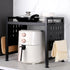 Extendable 2 Tier Microwave Oven Rack - Adjustable Shelf for Kitchen Countertop with 4 Hooks and Pot Lid Support