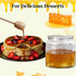 Honey Pot, Airtight Glass Honey Jar with Bamboo Lid and Dipper Stick, 17oz Square Sunflower Container for Home