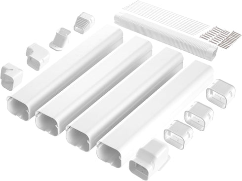 VEVOR Mini Split Line Set Cover, 3-inch W 17.6Ft L, PVC Decorative Pipe Line Cover for Air Conditioner