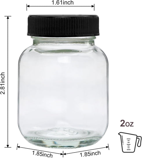 QAPPDA 2oz Set 48,Glass Mason Jars of Spice Jars with Black Lids,Small Mason Juice Bottles for Ginger