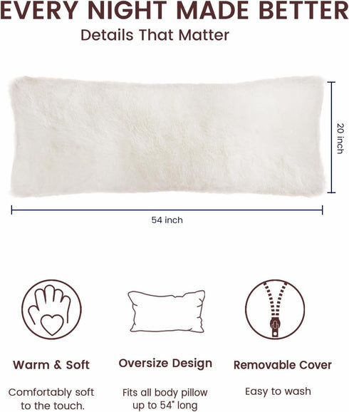 20 54 ZonLi Fuzzy Body Pillow Cover, x Pillowcase, Faux Fur Long Pillow Cover with Zipper, Fluffy Soft Plush Decorative