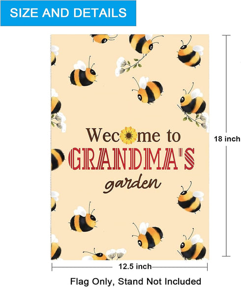 ZJXHPO Welcome To Grandma's Garden Flag Grandparents Outdoor Decor Bee Yard Gift Honey House Gift (Grandma's Garden)