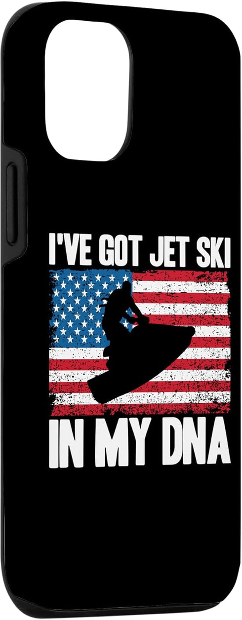 iPhone 15 Jet Ski I've Got Jet Ski In My DNA Case with American Flag Design
