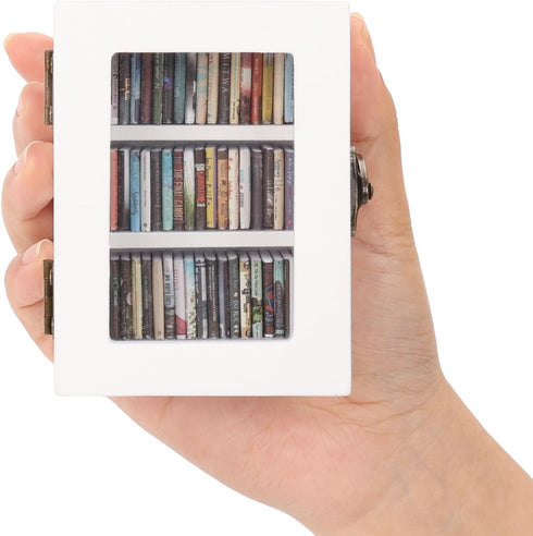 MACEVIA Shakeable Anxiety Mini Bookshelf Decor, Ornament Miniature Bookshelf with 60PCS Mini