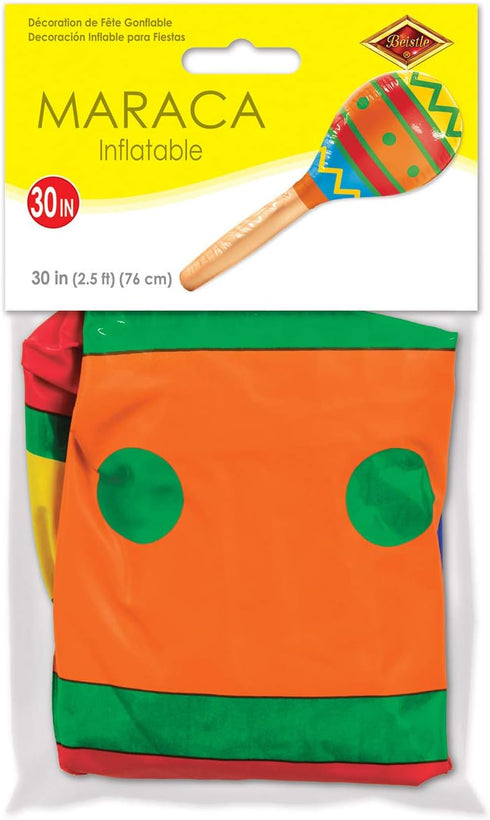 30" Beistle Large Inflatable Maraca Decoration - Blow Up Accessories For Mexican Theme Cinco De Mayo Fiesta Party