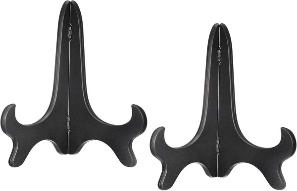 uxcell 2pcs 9" Black Wood-like Plastic Folding Easel Plate Holder for Decorative Picture Frame